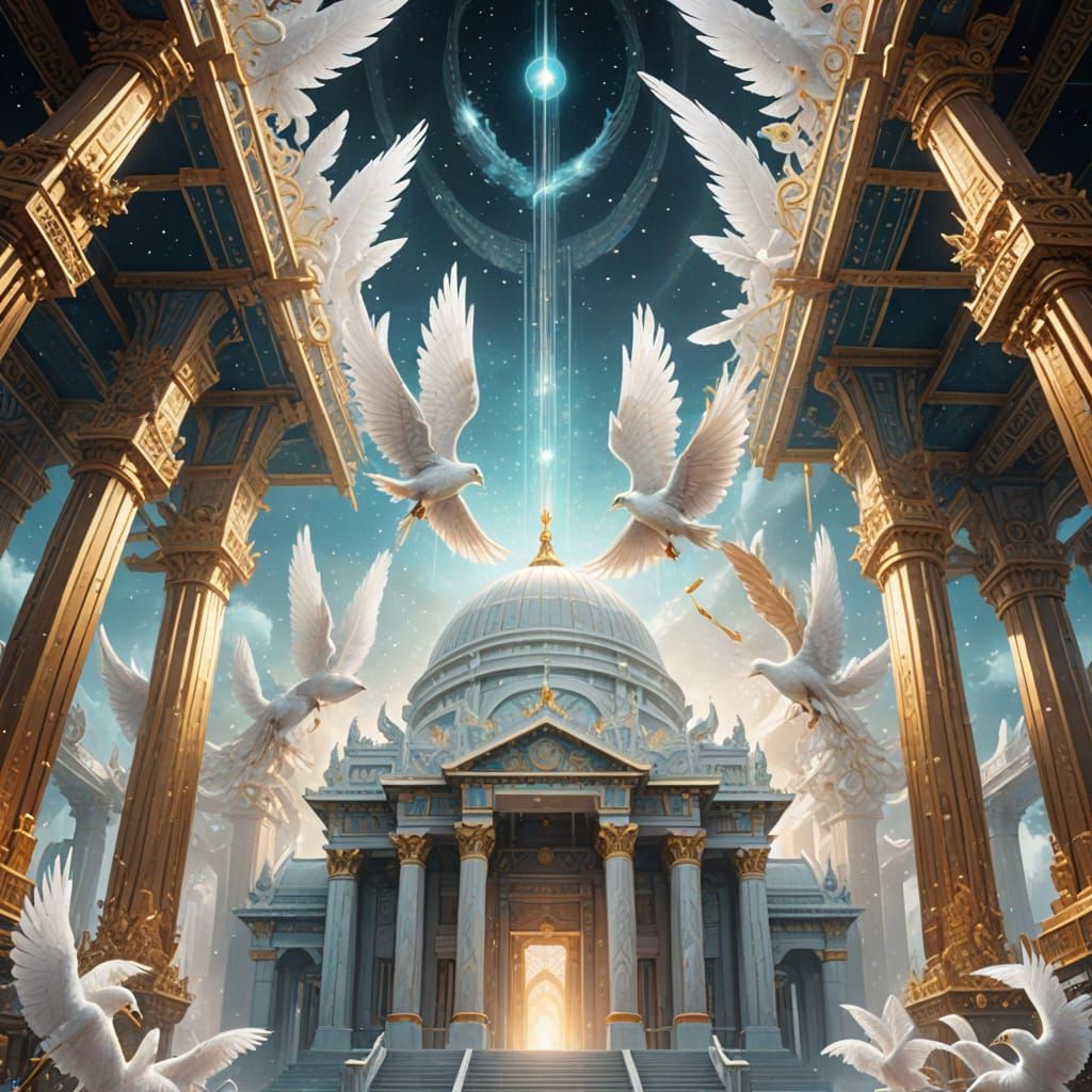 Lyra & Cygnus Temples with White-Feathered Seraphim