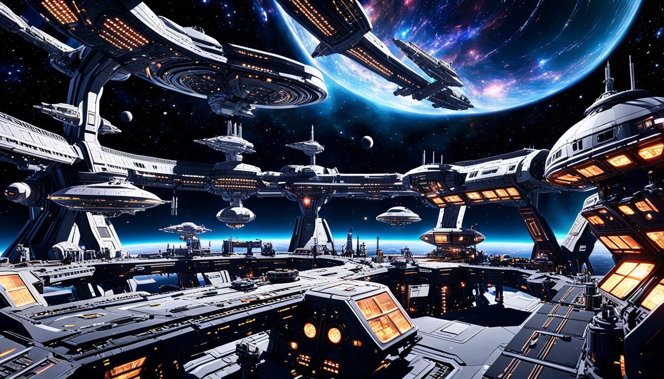 Spaceship Repair Station in Deep Space: 3D Anime Art
