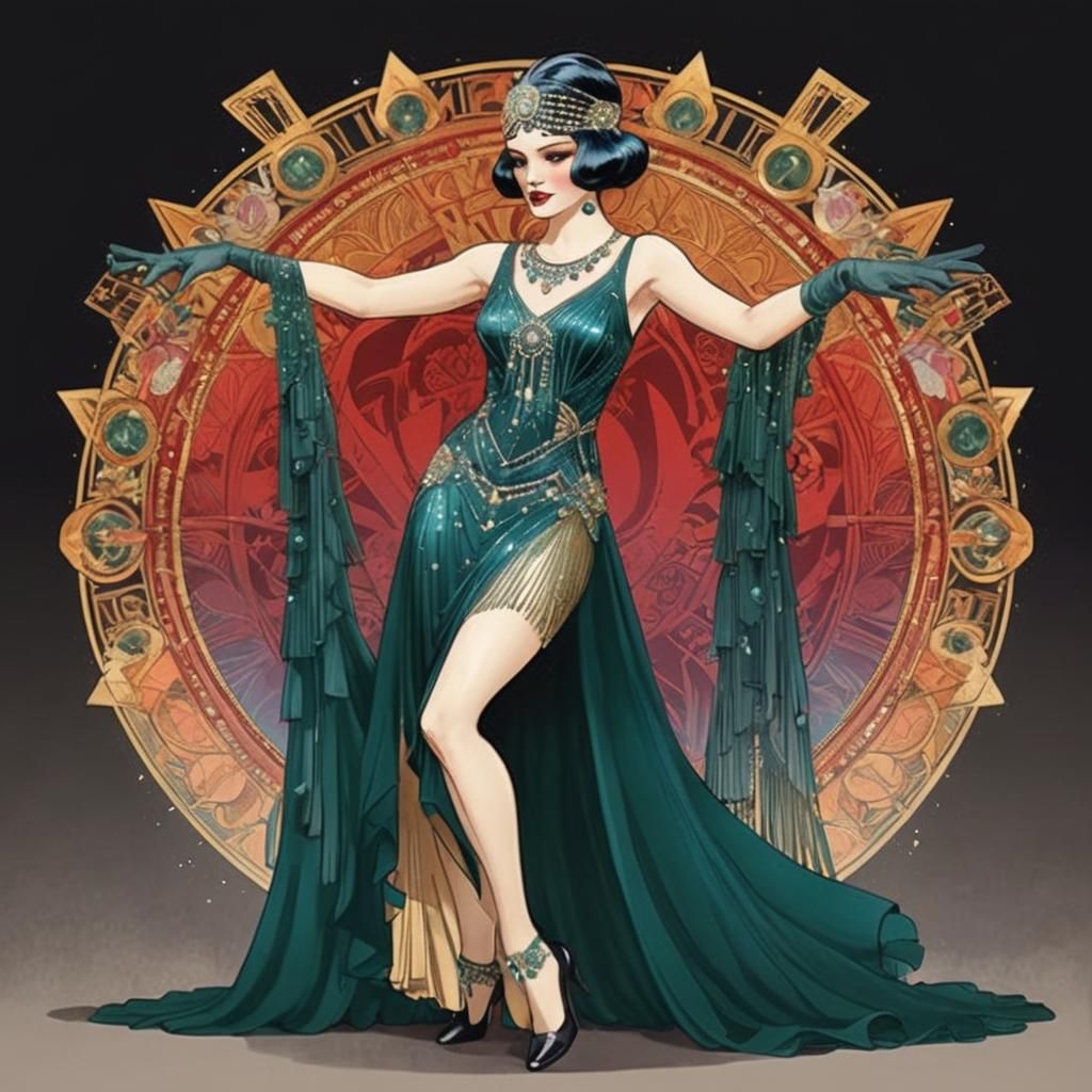 Art Deco Burlesque Woman in 1920s Style