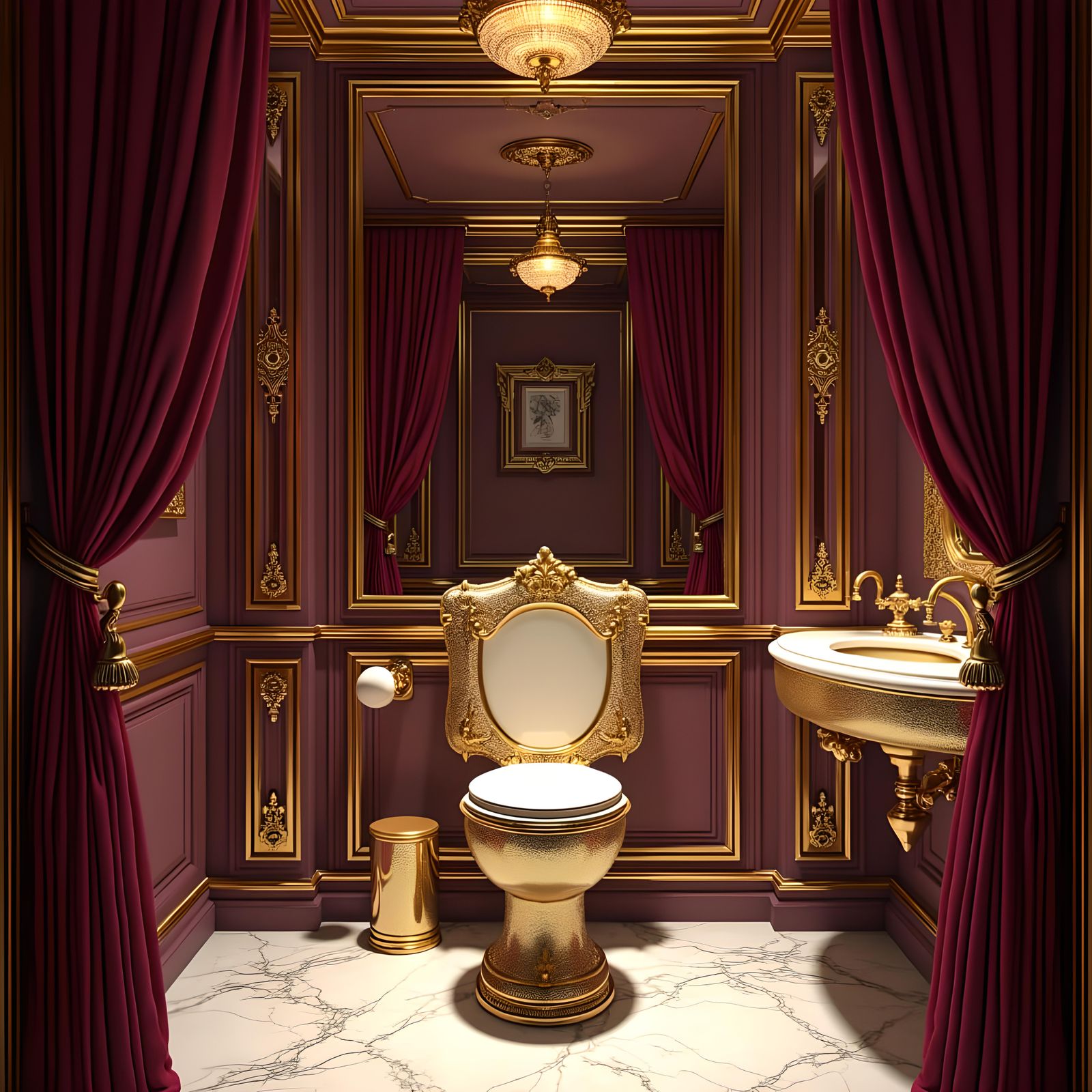 Golden Diamond Toilet in Fancy Restroom