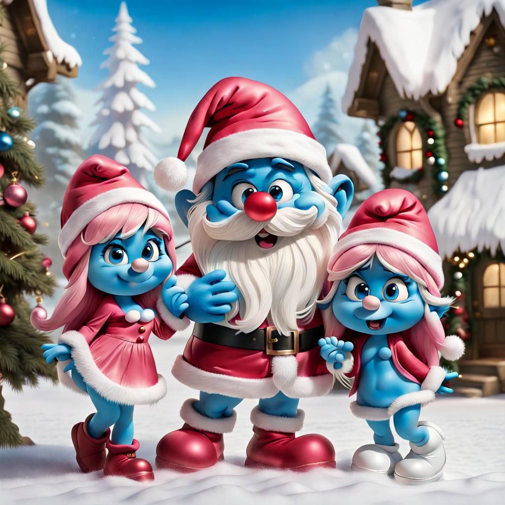 Festive Smurf Christmas Critters in Holiday Setting
