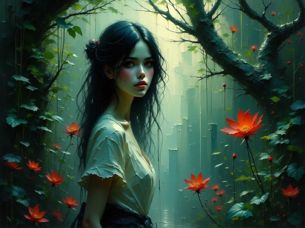 Haunting Portrait in a Toxic Secret Garden