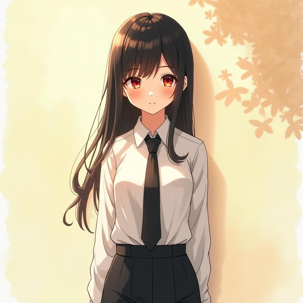 Anime Teen Girl in Uniform, Japanese Pop Art Style