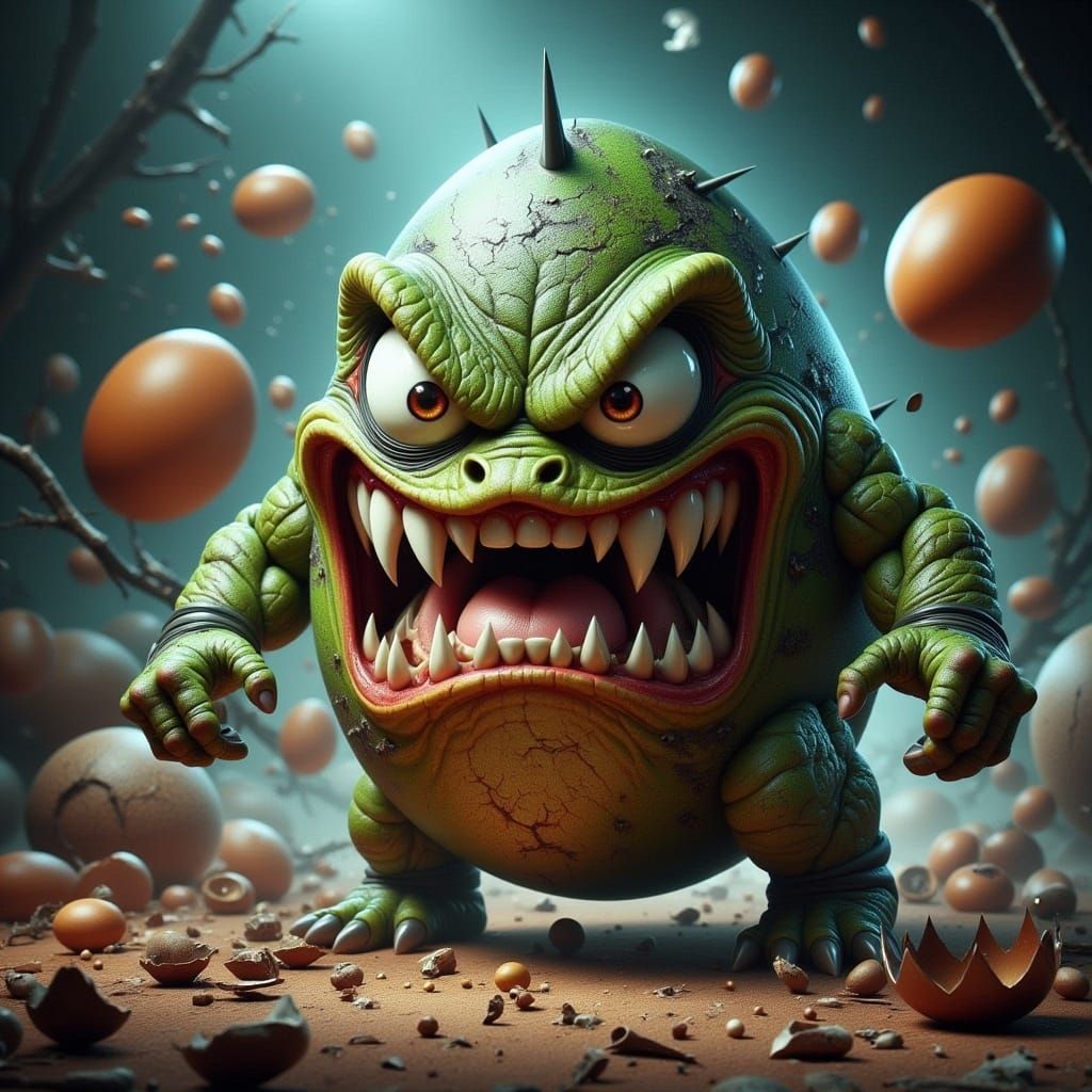 Crocodile as Humpty Dumpty Matte Painting