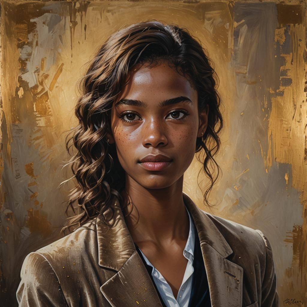 Portrait of a Young Woman in Oil Painting Style