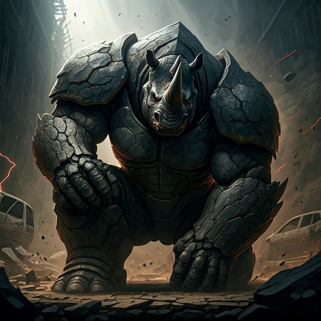 Rhino, Colossal Member of the Six Pack, in Somber War Zone