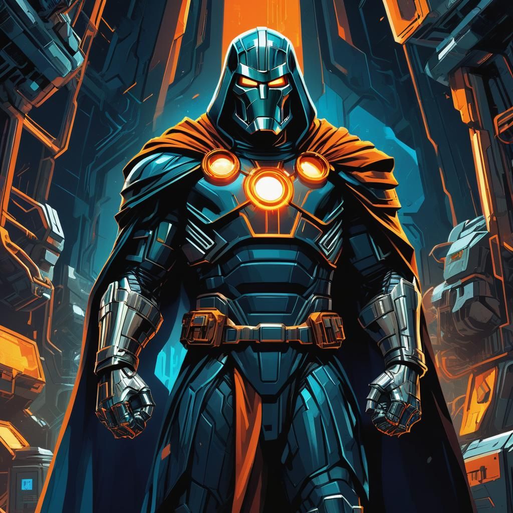 Doctor Doom in Retro Comic Book Style