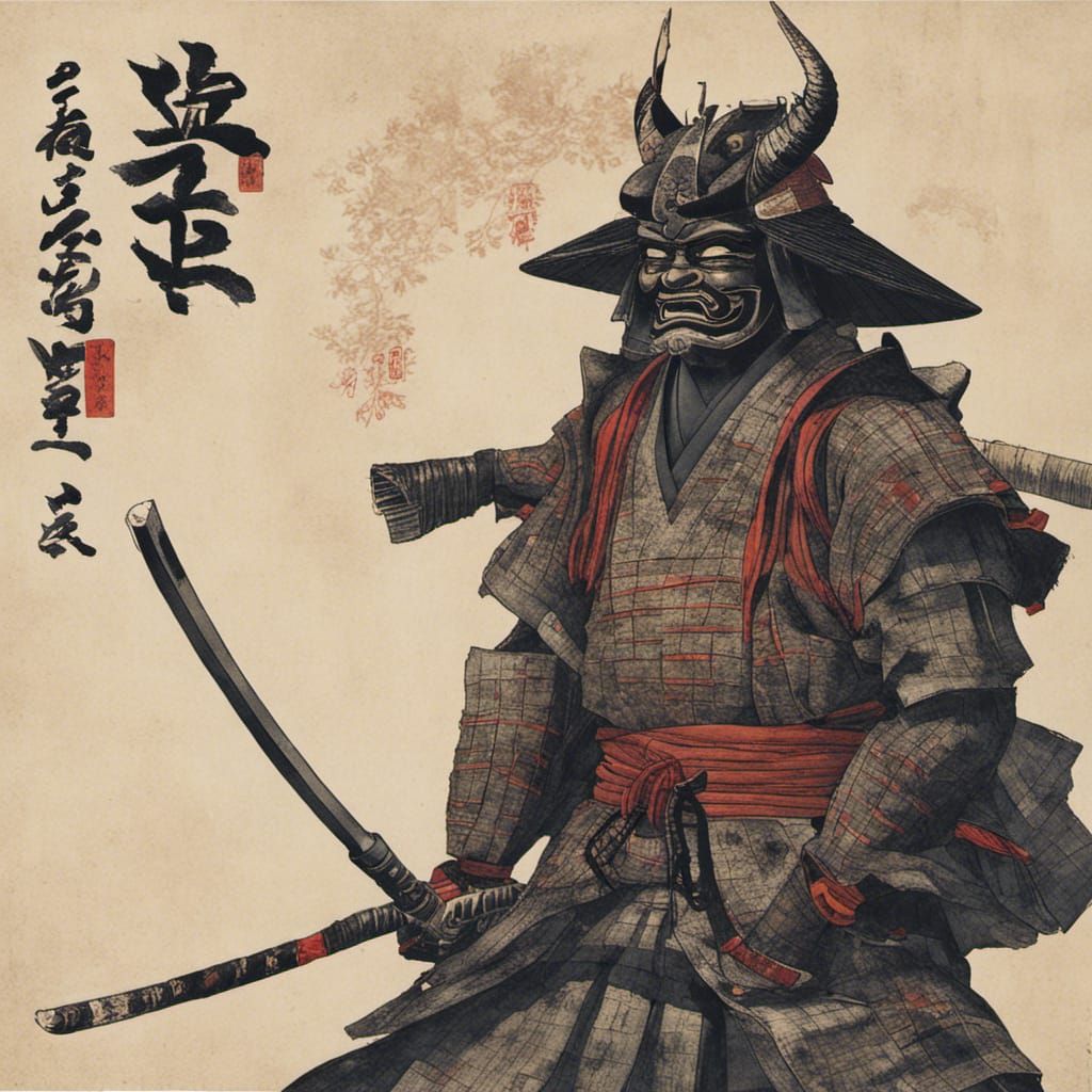 Demon-Masked Samurai in Sui Ishida Style