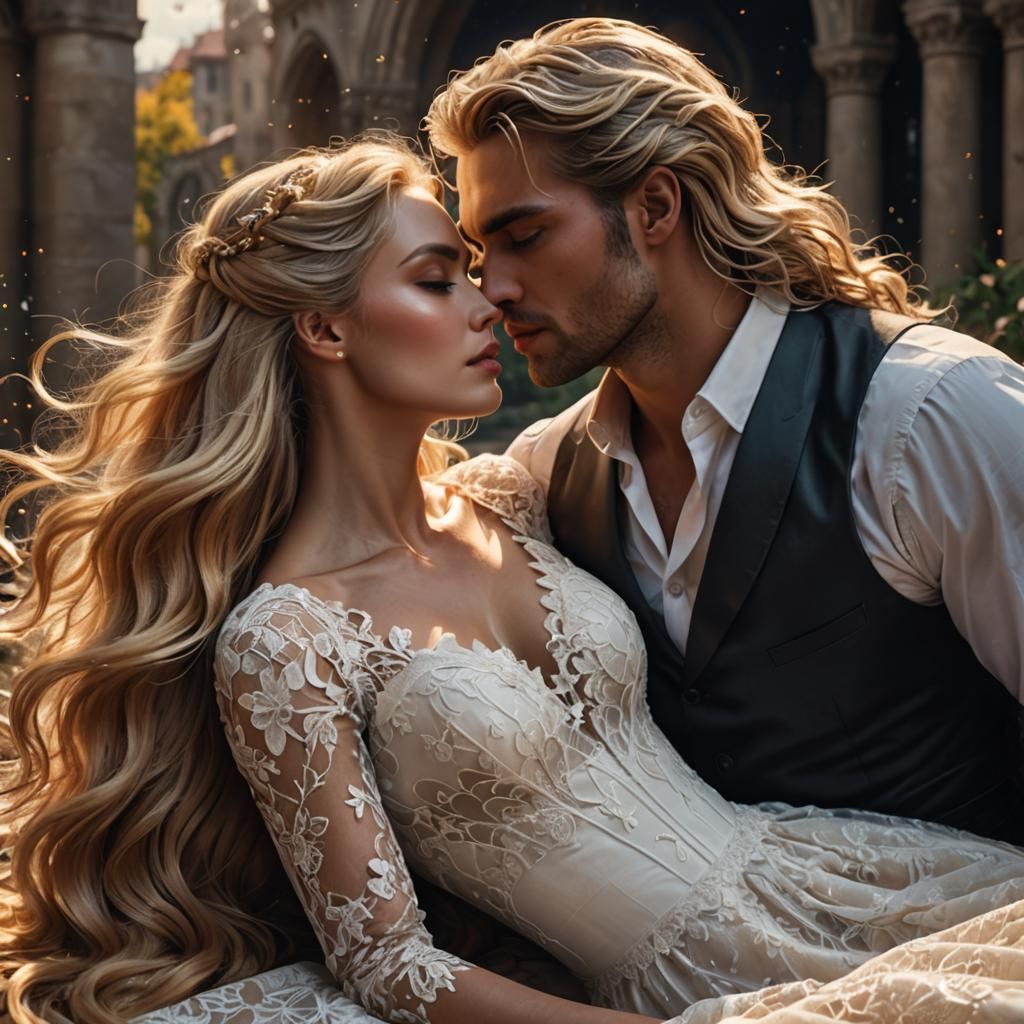 Passionate Embrace: A Hyperrealistic Matte Painting