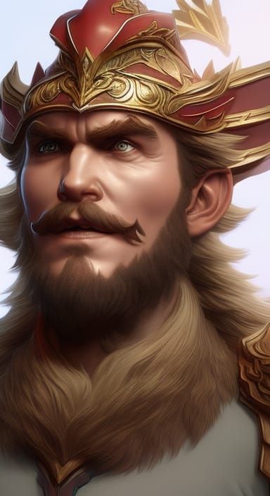 Monkey King Portrait in Hyperdetailed Digital Art