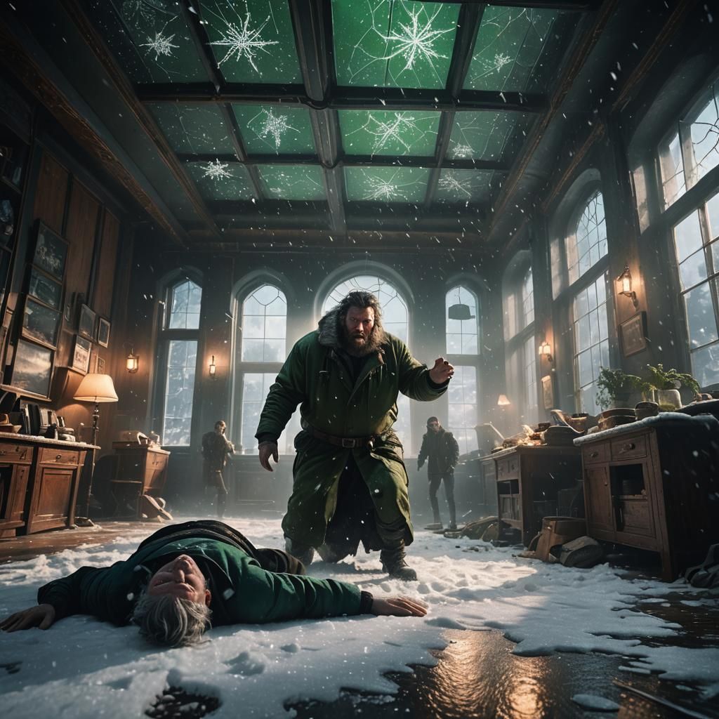 Dark Fantasy Blizzard Scene: Survival in the Storm