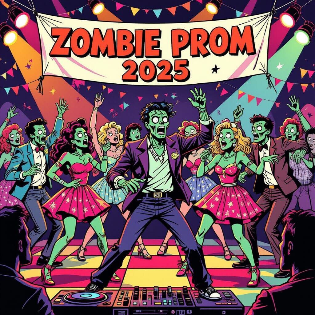 Zombies in 90s Prom Attire Dancing Wildly