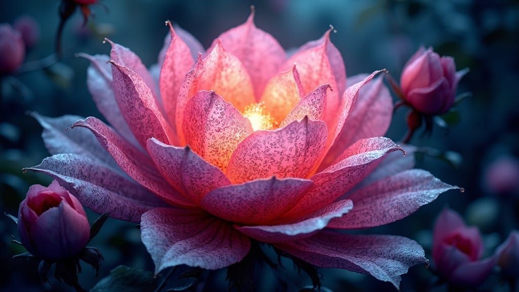 Bioluminescent Flower of Love in Surreal Cinematic Style