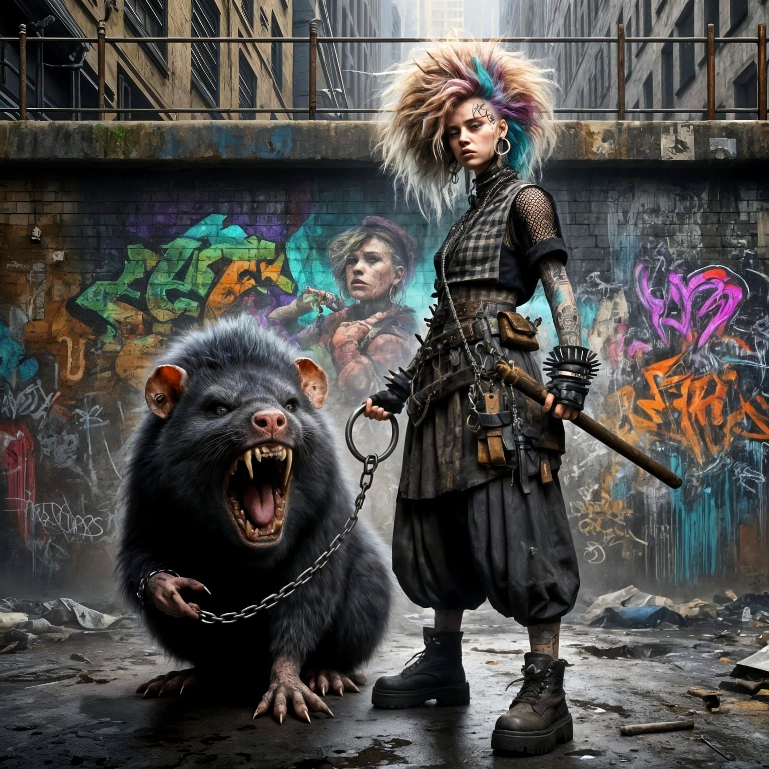 Tattooed Rebel in Urban Grunge