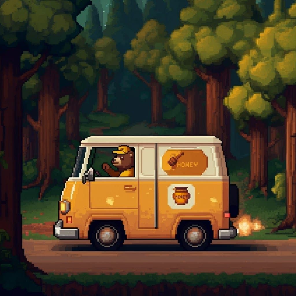 Pixelated Bear Delivers Honey in 8-bit Style