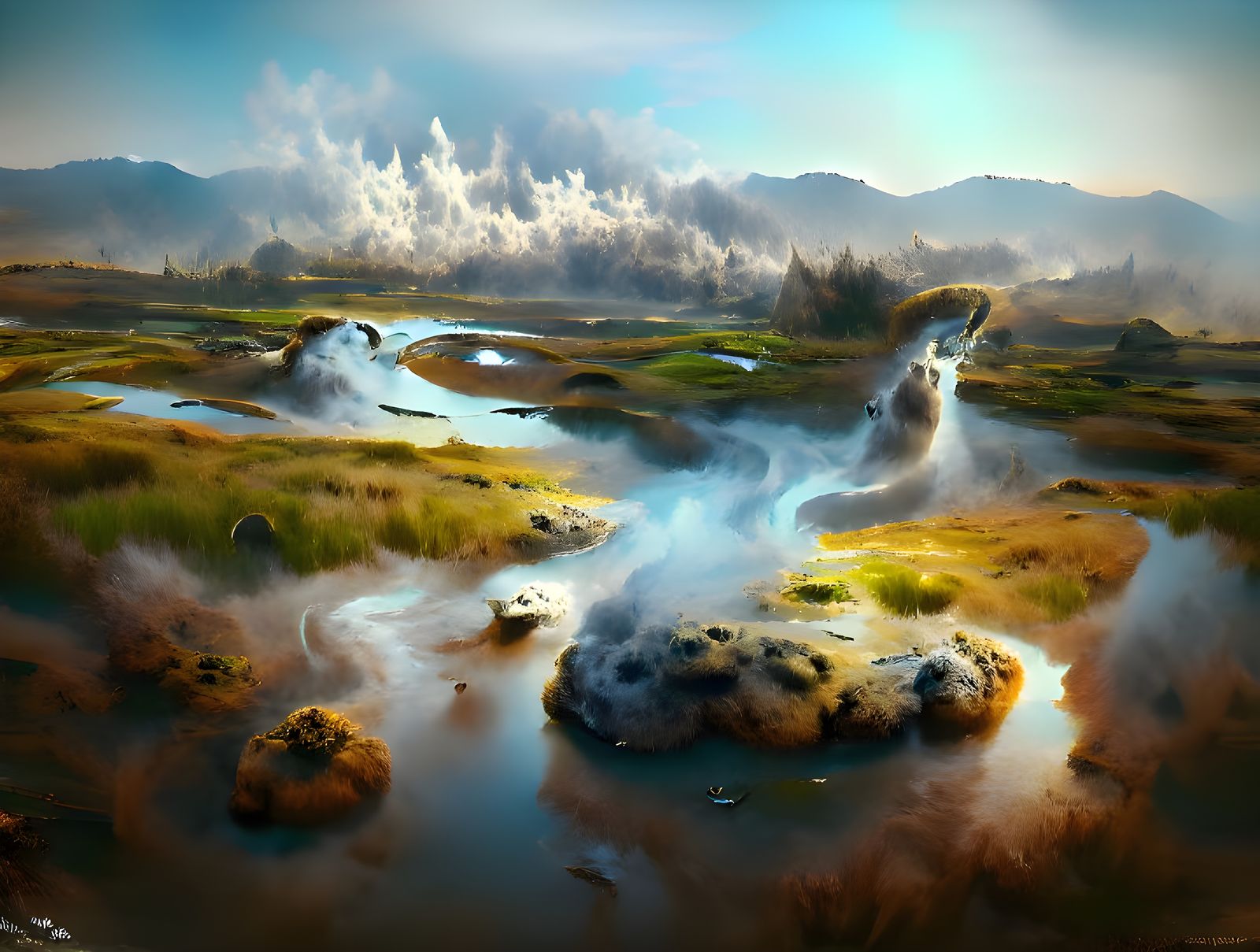 Sulfuric Marshlands Fantasy Landscape Art