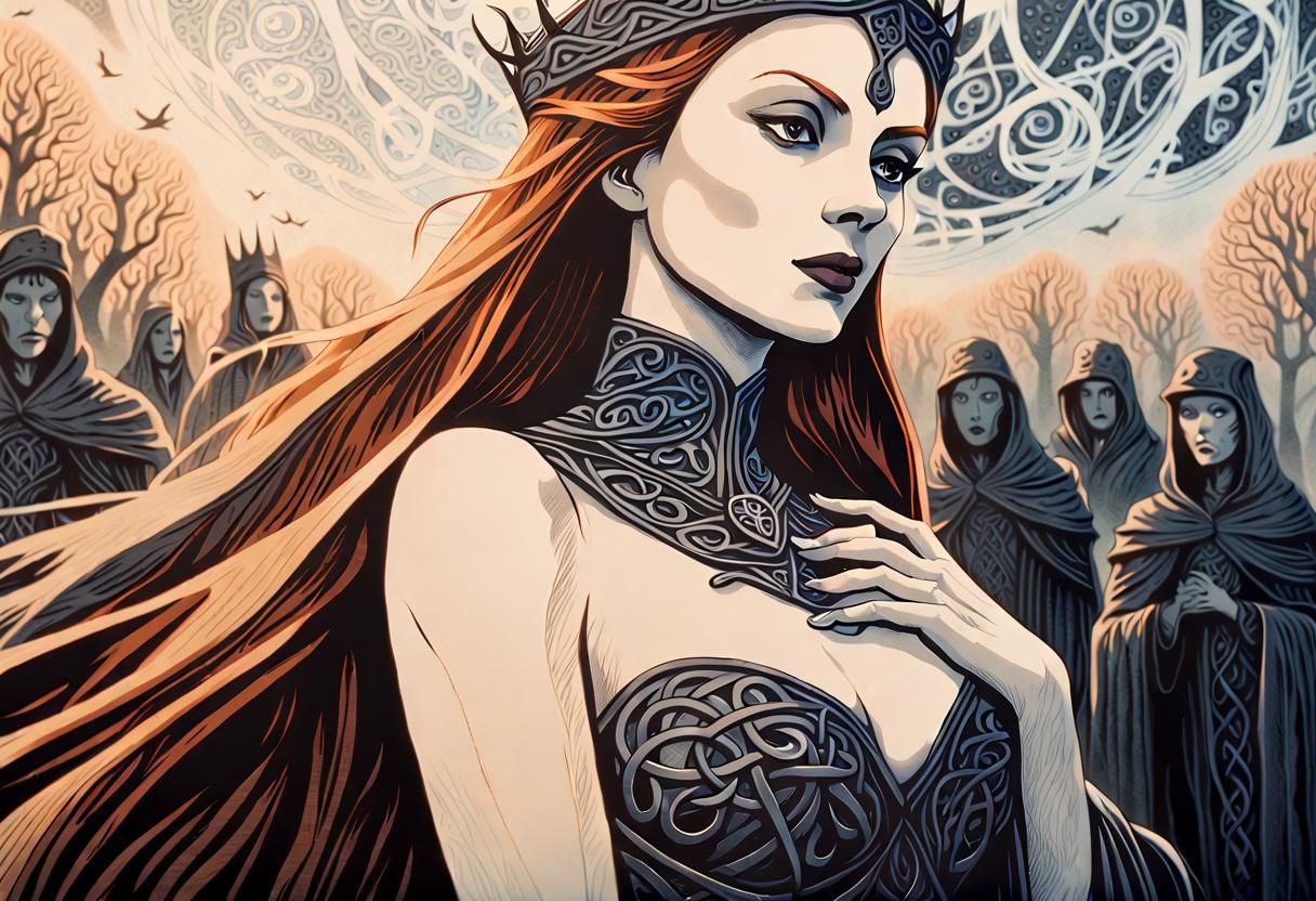 Mourning Queen and Spectral Army in Celtic Art
