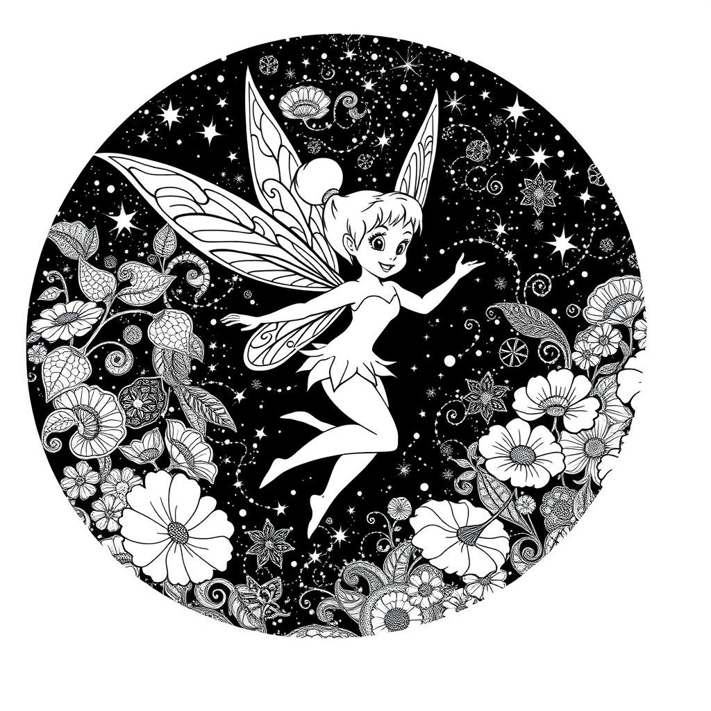 Tinkerbell Poster in Zentangle Style, Digital Art
