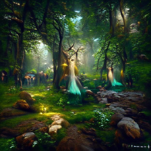Enchanted Elven Forest in a Matte Painting Style