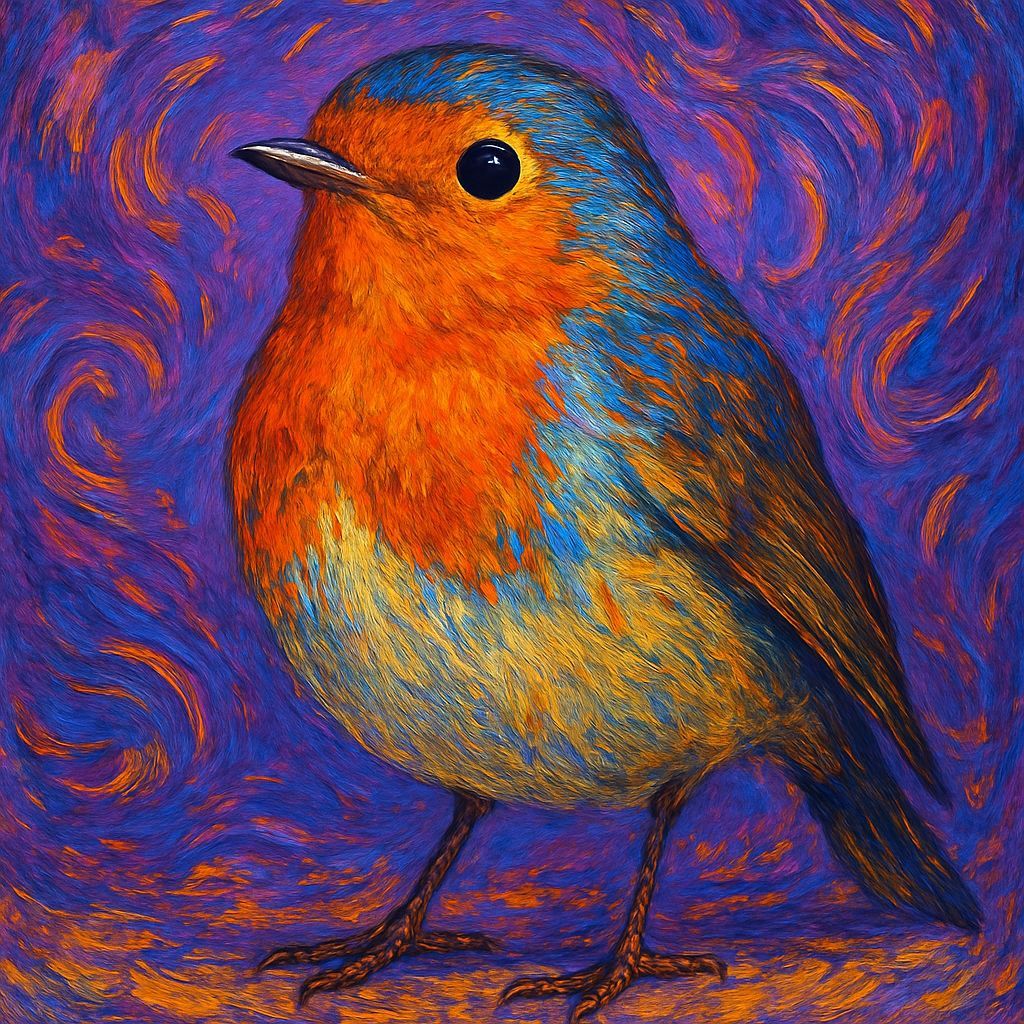 Proud Robin in Van Gogh Style