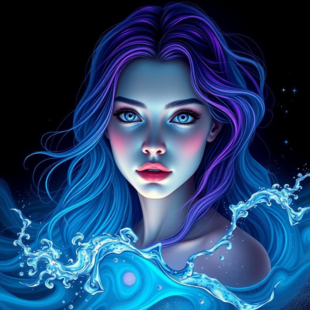 Ethereal Woman in Mystical Seascape, Comic Art Style