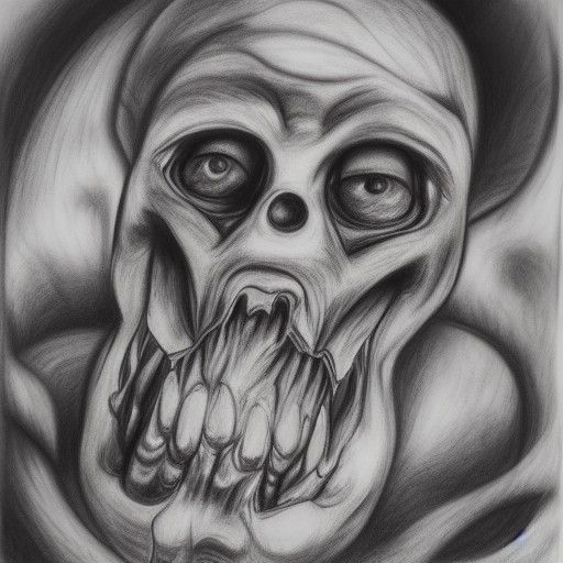 Hyperdetailed Charcoal Drawing of an Evil Pigman
