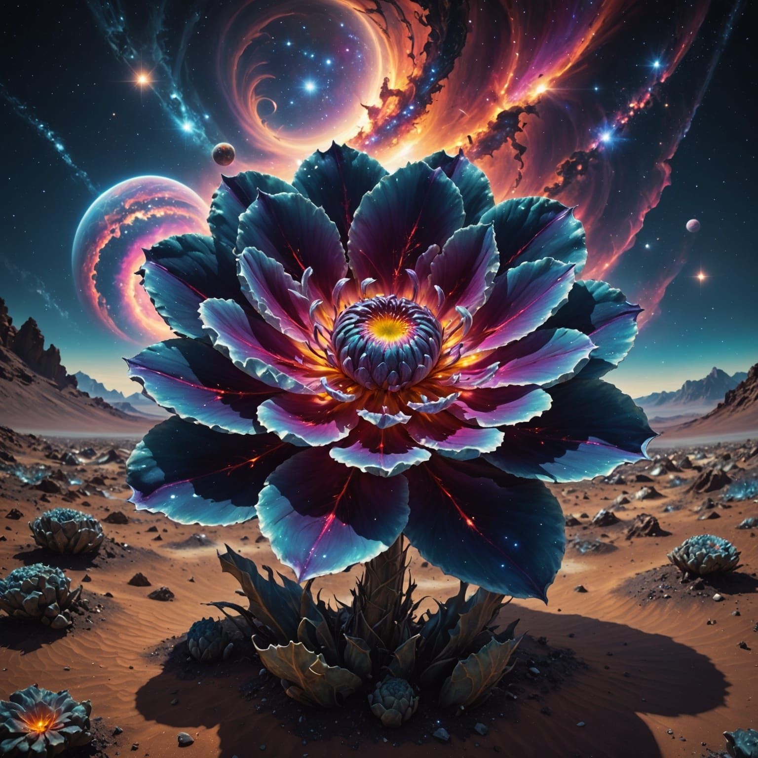Giant Crystalline Flower on Alien Planet