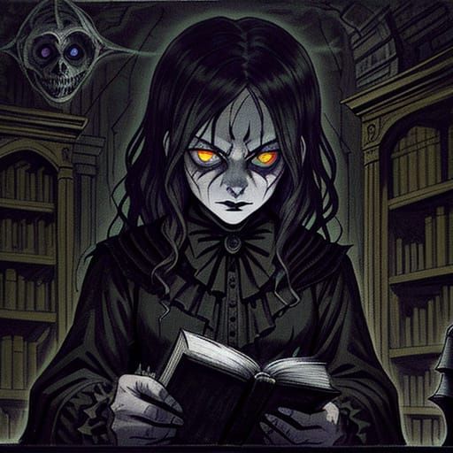 Spectral Cat in Gothic Horror Library