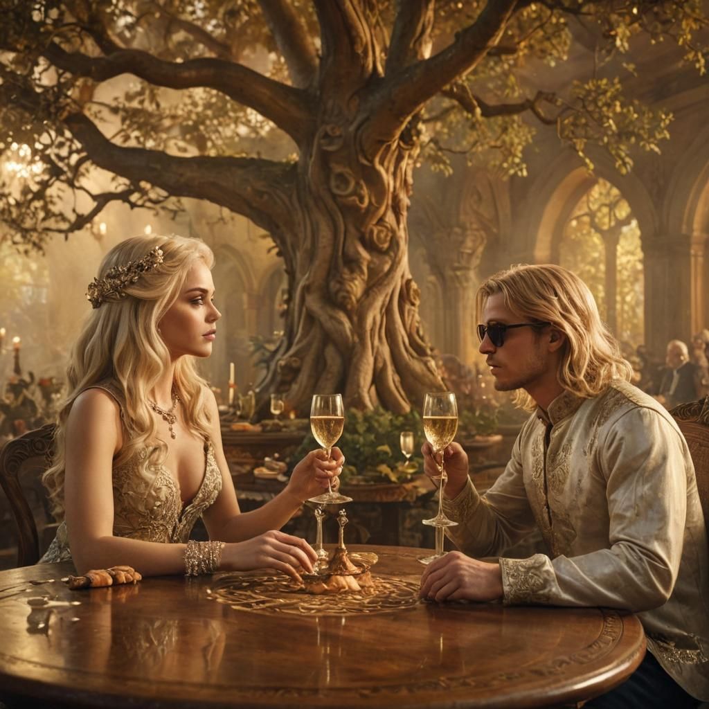 Elegant Fantasy Toast in Art Nouveau Style