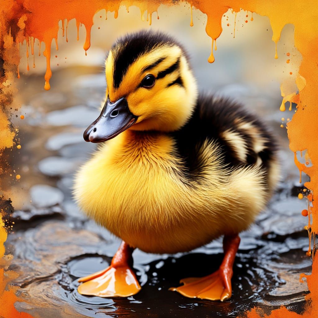 Vibrant Duckling on a Textured Background