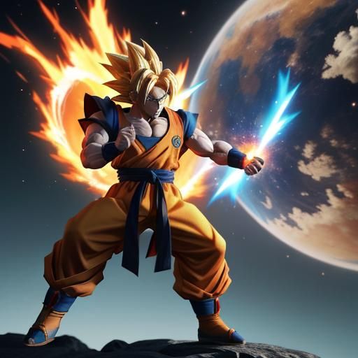 Goku Super Saiyan MUI in 3D Anime Art