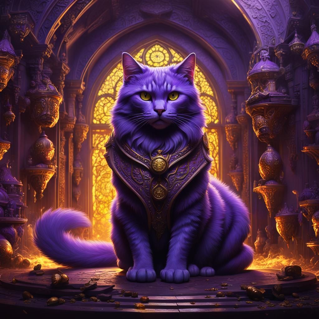 Intricate Cat Face in Dark Fantasy Style