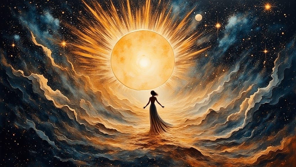 <lora:Grungy Oil Paintings:1.0> <lora:divineOil:1.0> And God made two great lights; the greater light to rule the day, a...