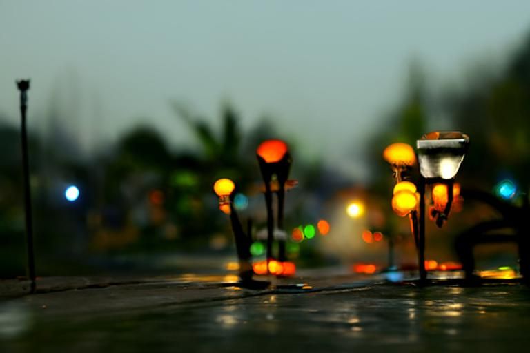 Rainy City Street at Night: Concept Art