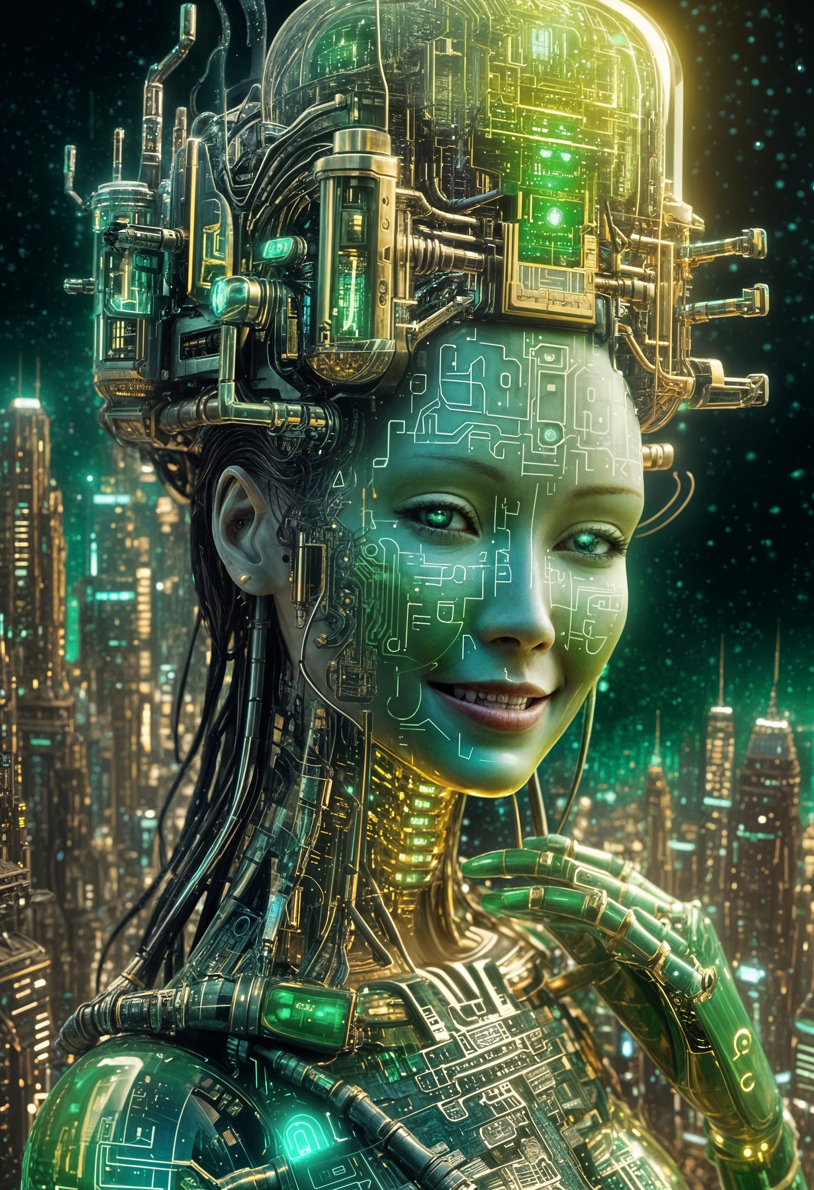 Cyberpunk Android Goddess in Digital Kingdom