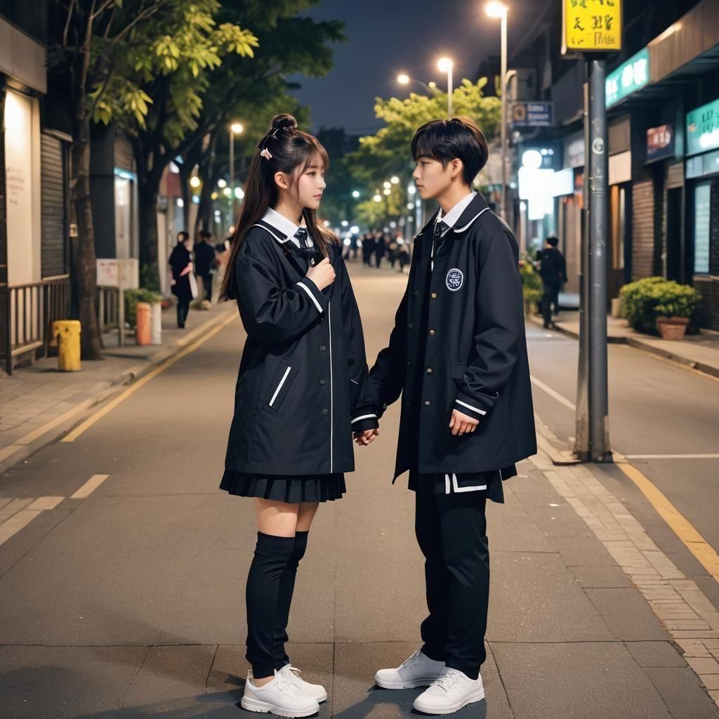 K-Pop School Scene at Night