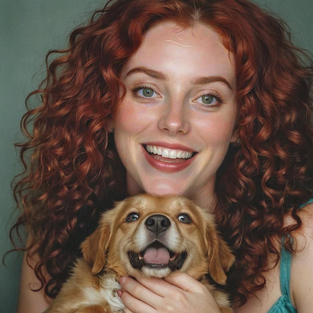 Joyful Woman with Puppy: Candid Polaroid Portrait