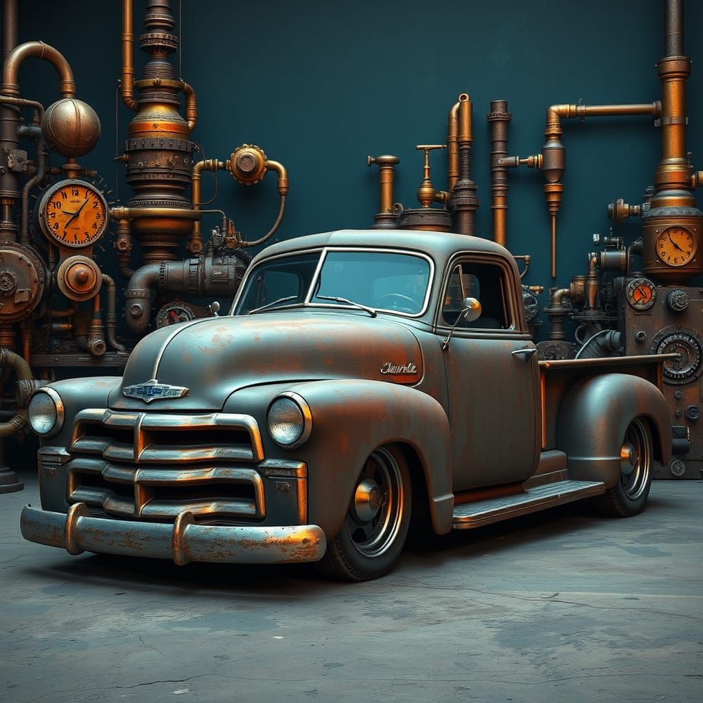 1949's Rat Rod Truck in Steampunk Machines