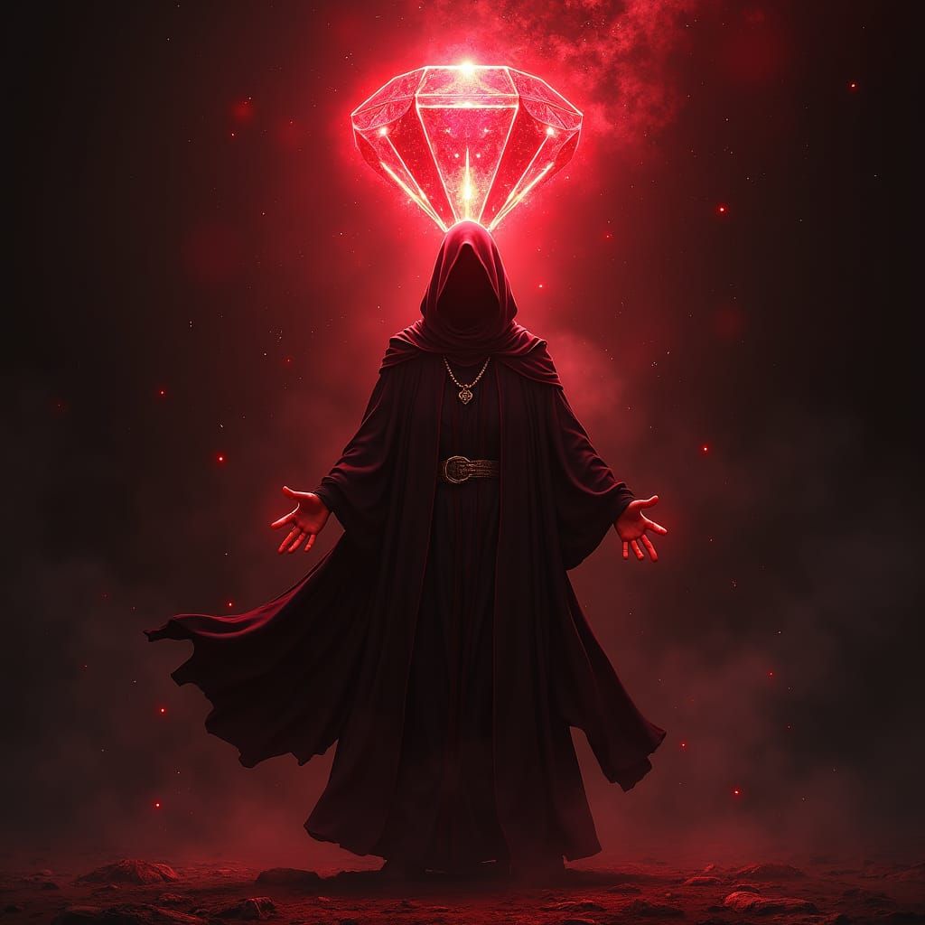 Majestic Mage with Red Diamond, Digital Art