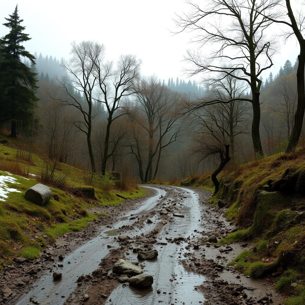 Springtime Journey Through Wooded Hills in a Medieval Realm