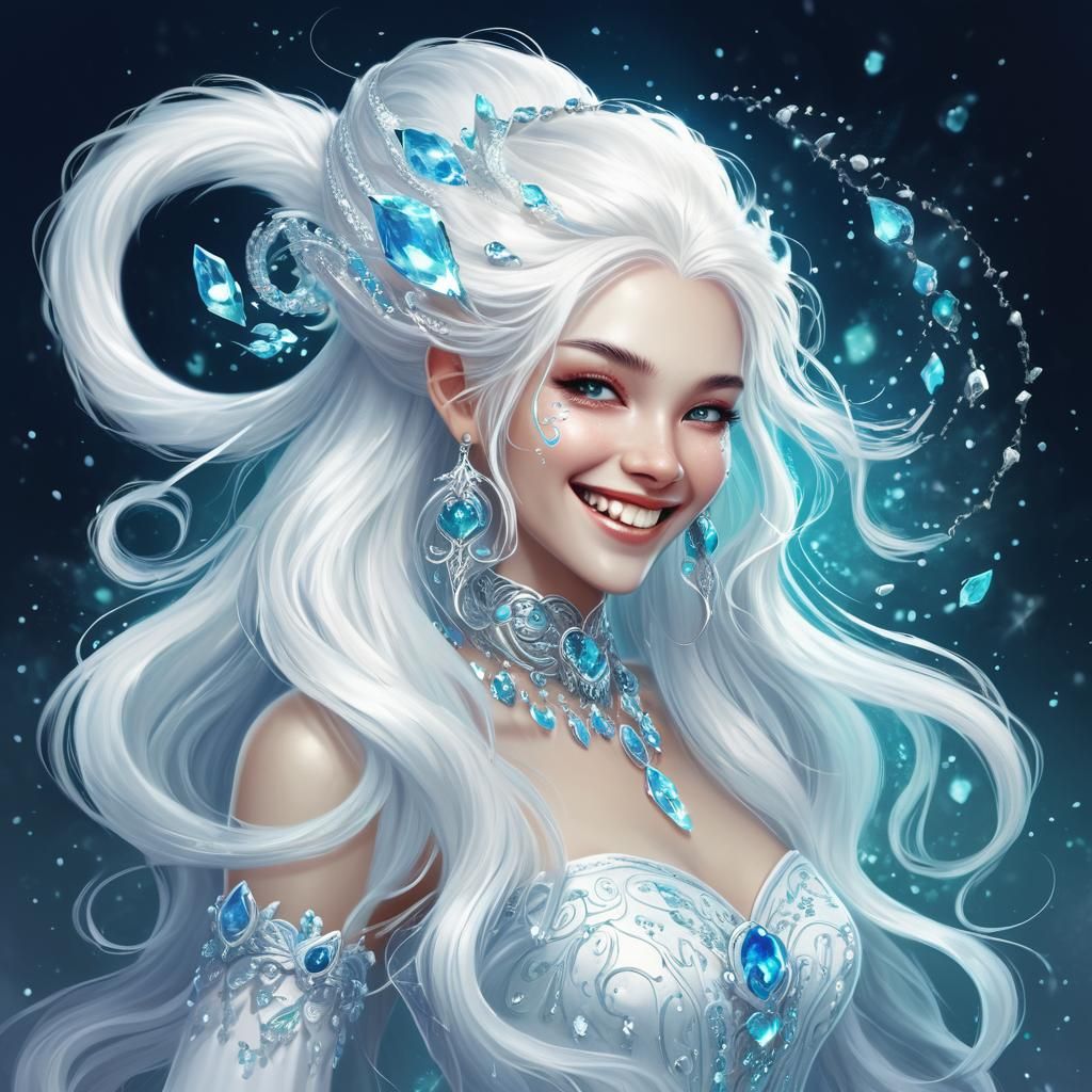 Ethereal Fantasy Art of Fanged Character with Gems