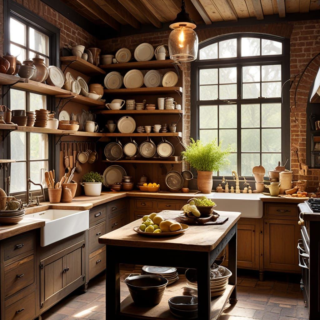 Warm Rustic Kitchen Sanctuary in Golden Light