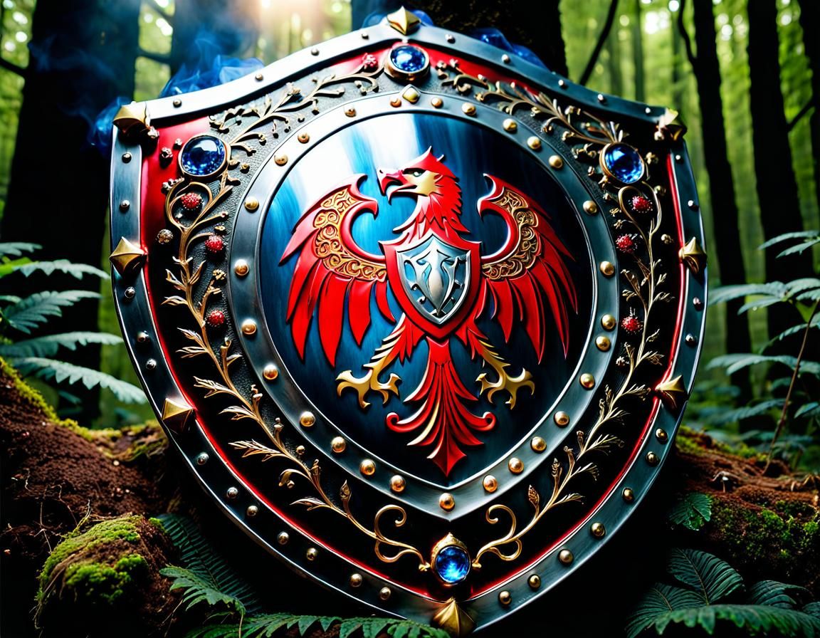 Medieval Knight Shield with Phoenix Motif