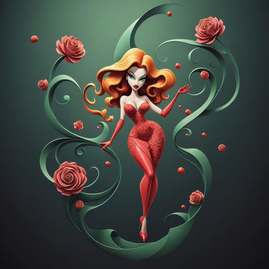 Jessica Rabbit in Abstract Vector Fractal Style
