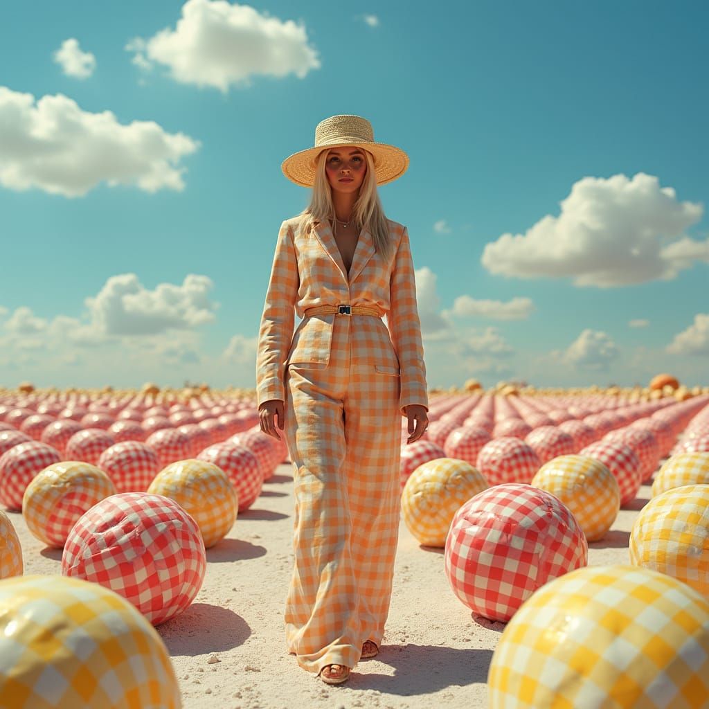 Surreal Gingham Dreamscape in Vibrant Color