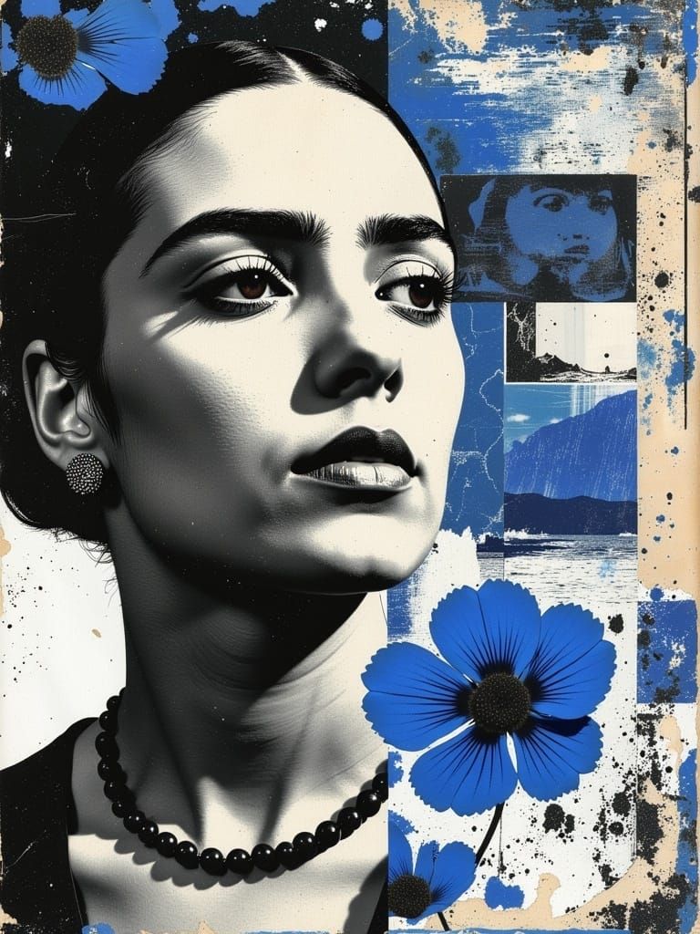 Mexican Bohemian Portrait in Cool Blues and Iridescent Hues