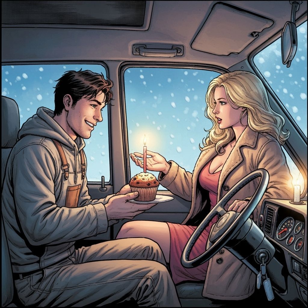 Birthday Muffin Surprise in Snowy Night