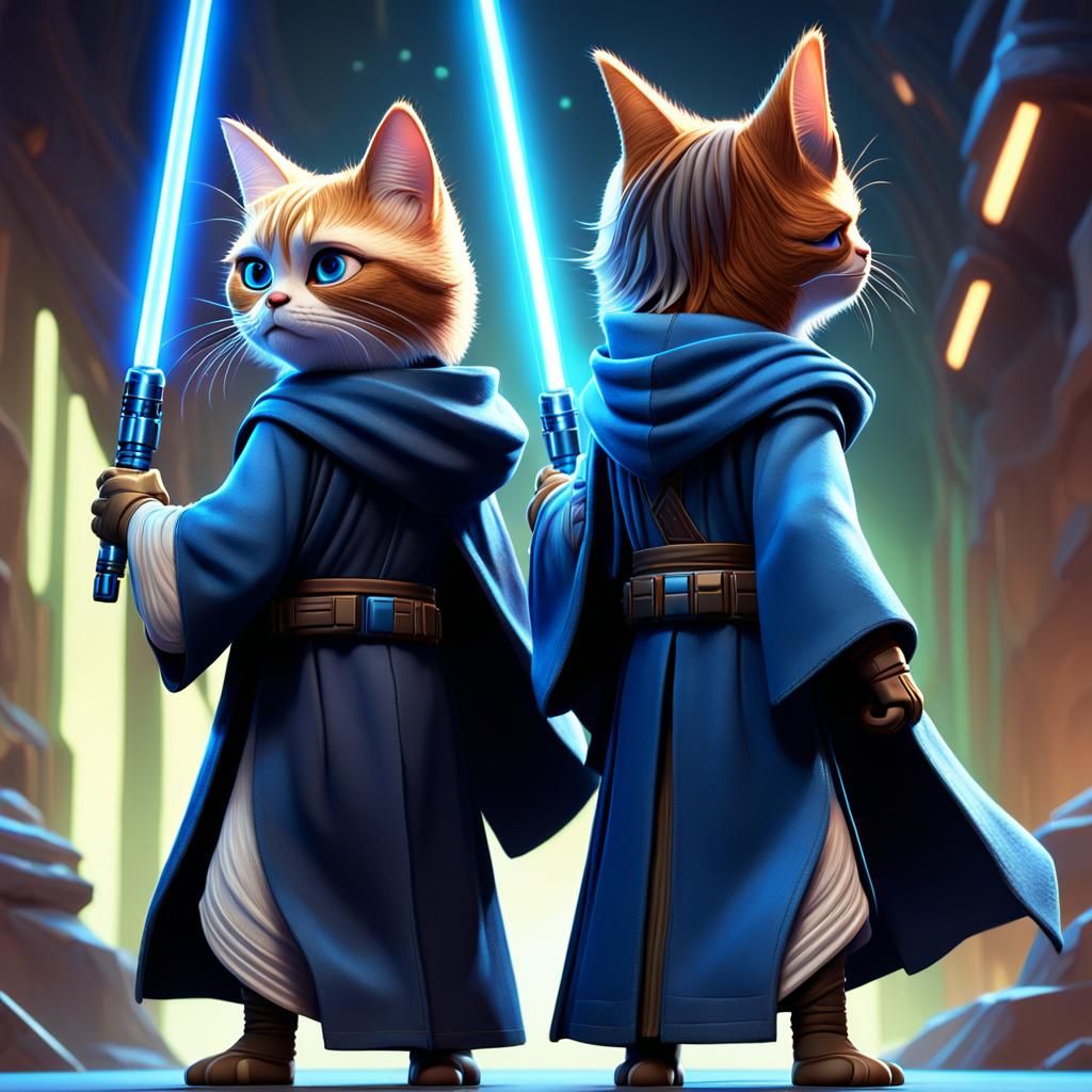 WilyKit and WilyKat: Jedi Knights in Pixar Style