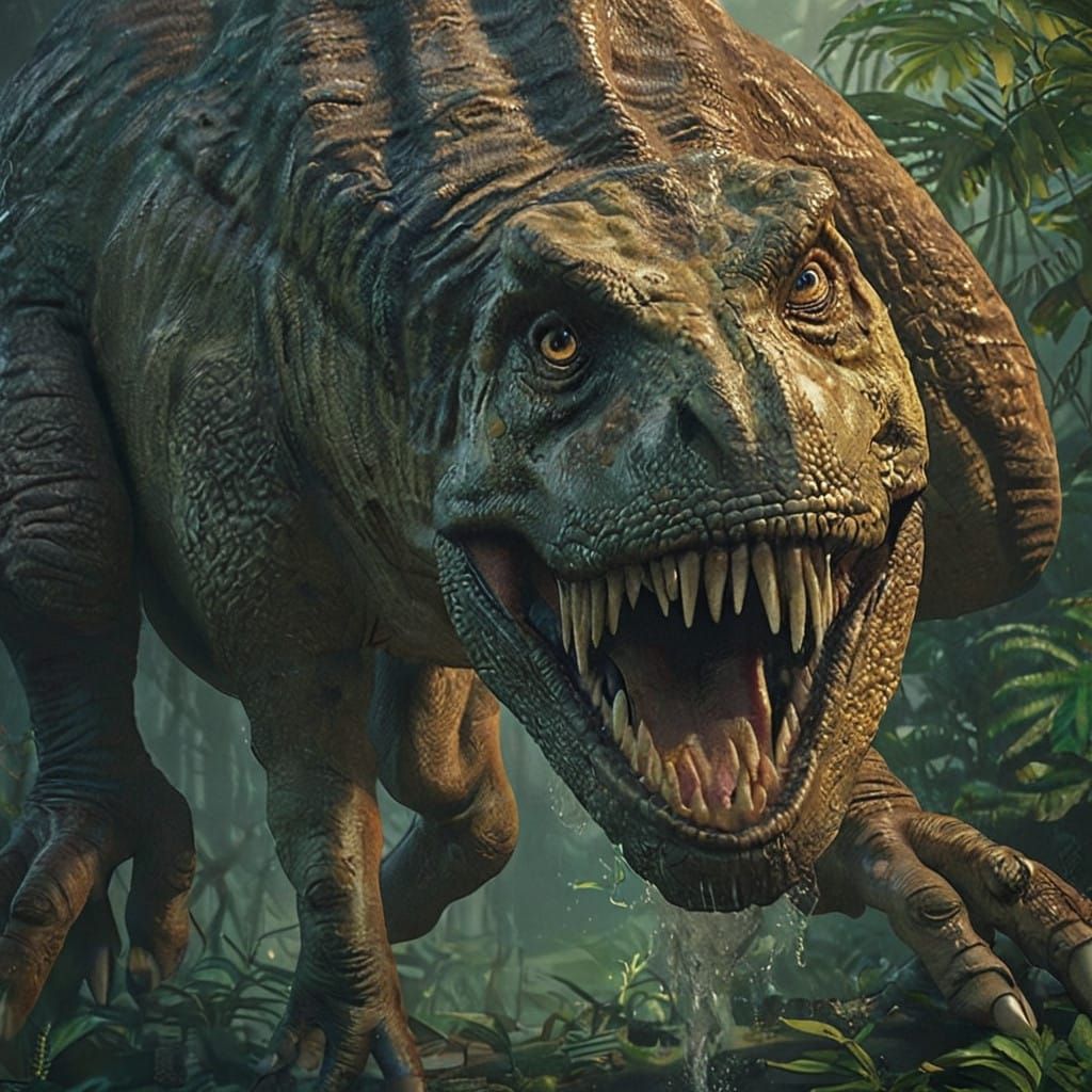 Realistic T. Rex in Hyperrealistic Style