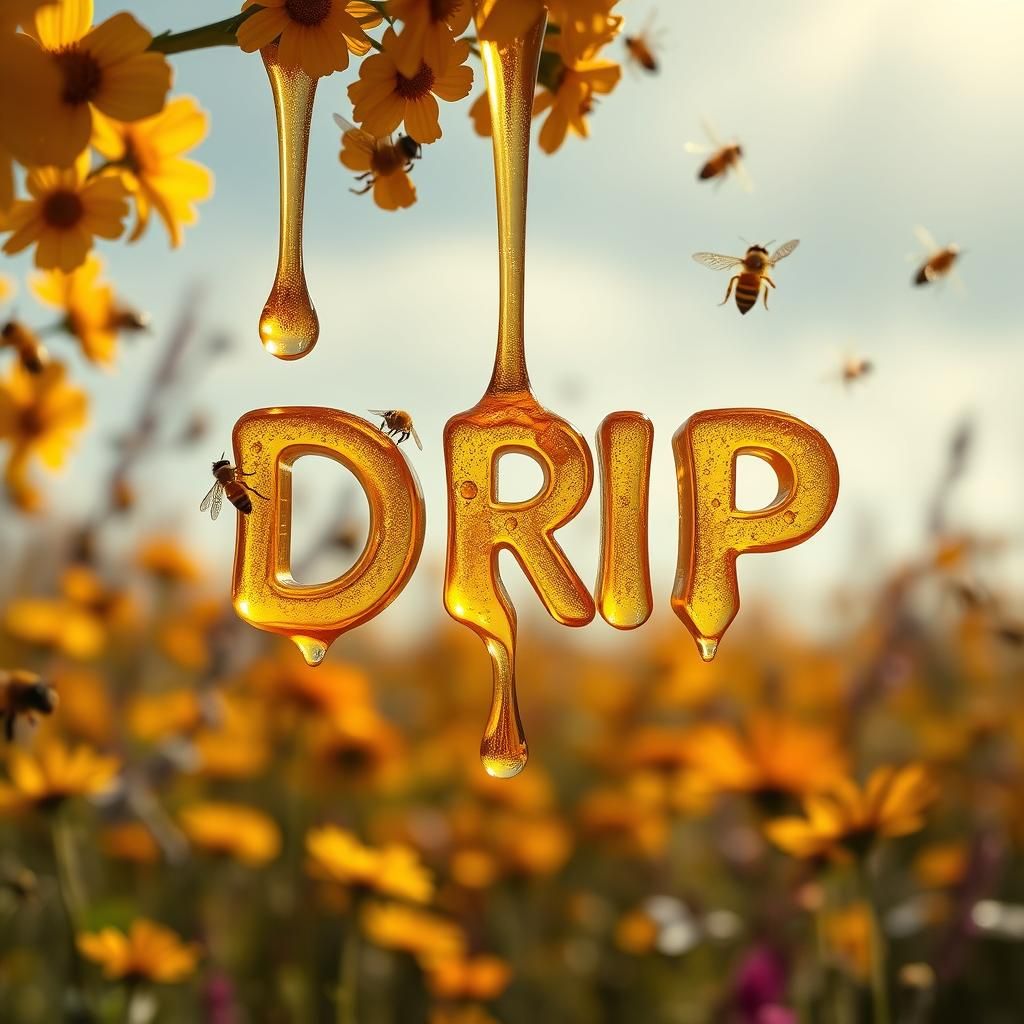 Honey Drip Surrealism with Bees in Ultra High-Resolution